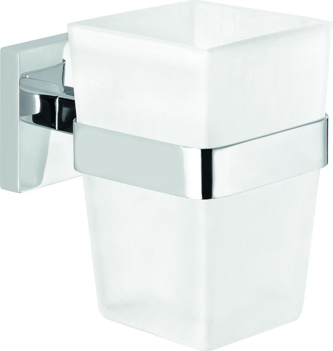 Actual product image tesa DELUXXE toothbrush tumbler incl. adhesive solution without drilling (9 x 13.5 x 18 cm)