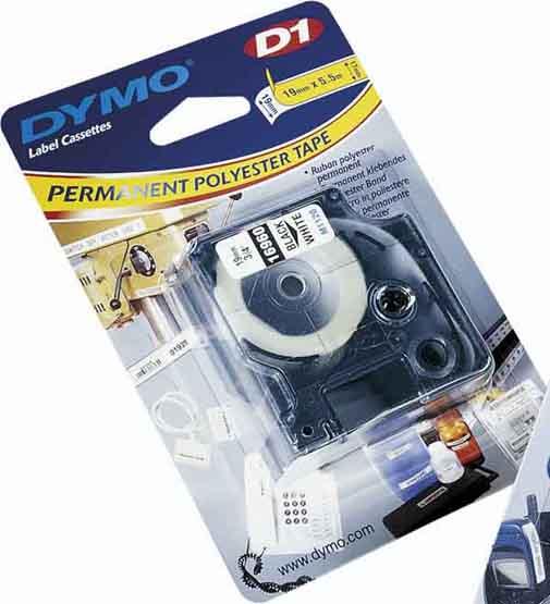 Produktbild Dymo S0718060 Permanente Polyestertband (1.20 cm, Weiss, Schwarz)