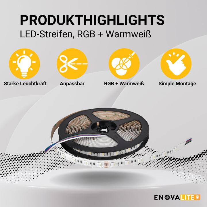 Produktbild Enovalite LED-Streifen (Warmweiss, 500 cm, Indoor, Outdoor)