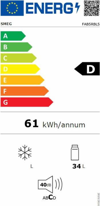 Etichetta energetica Smeg FAB5RBL5 (34 l)
