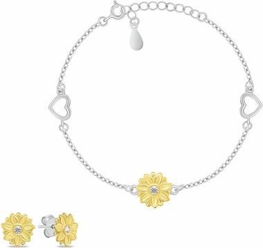 Immagine prodotto Brilio Silver Charming Bicolor Jewelry Set With Zircons Set280wy Earrings, Bracelet