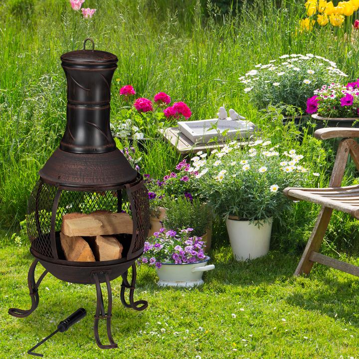 Actual product image Relaxdays Garden Chiminea Grey