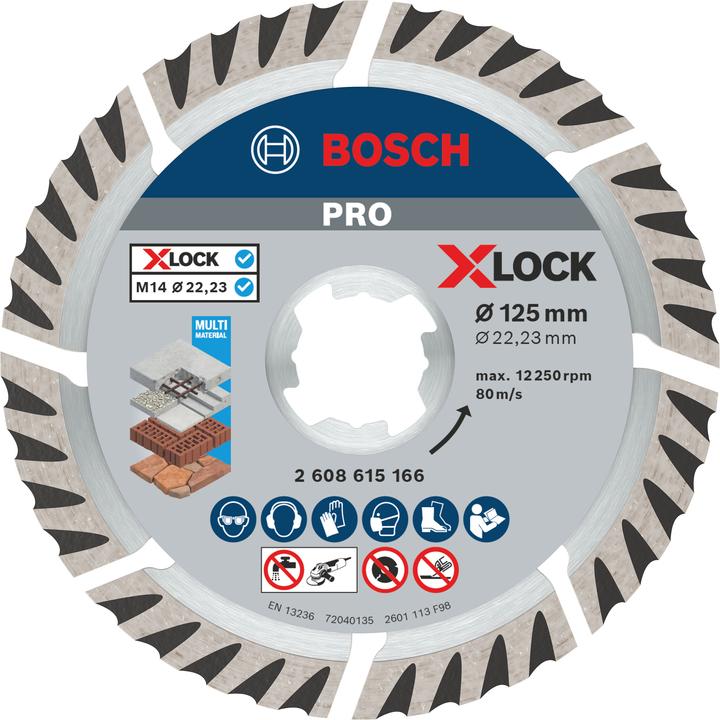 Produktbild Bosch Professional Zubehör PRO Multi Material X-Lock Diamanttrennscheibe, 125 x 22,23 mm, 22,23 mm