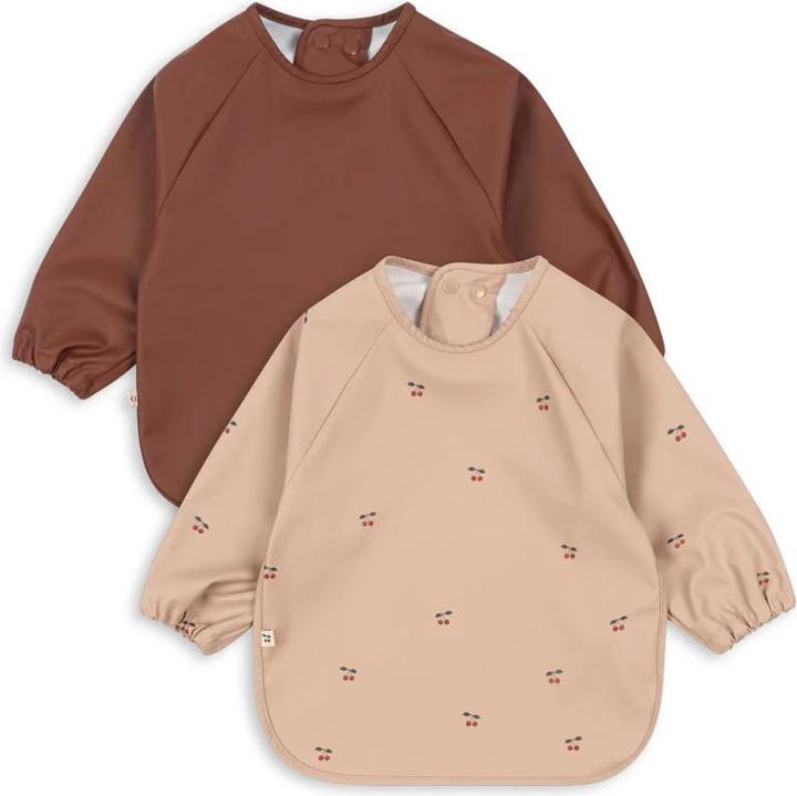 Actual product image Konges Slojd Dinner Bib with Sleeves Cherry 2 Pack