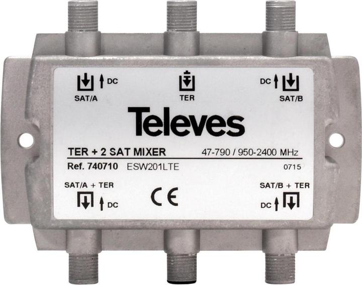 Televes ESW 201 single feed switch with LTE filter 2x SAT / Terrestrial (Antenna cable)