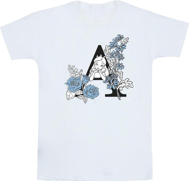 Disney Mädchen Alice im Wunderland Buchstabe A TShirt aus Baumwolle