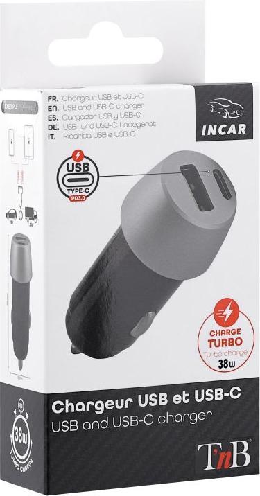 Immagine prodotto T'nB Adattatore di ricarica da 12/24 volt a USB/USB-C