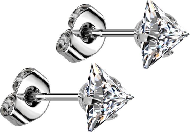 Actual product image Star Piercing Stud earrings silver with silver triangle crystal (Surgical steel 316L, without brass)