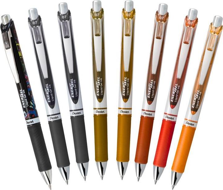 Actual product image Pentel EnerGel Tintenroller (Burgundy, Bronze, Brown, Red, Orange, 8 x)