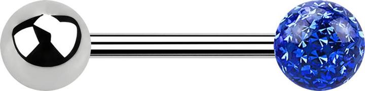 Produktbild Star Piercing Barbell silber mit Kugel und Kristallkugel dunkelblau Epoxy Schutzschicht (ohne Messing, Chirurgenstahl 316L)