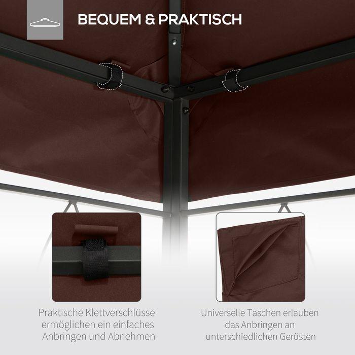 Produktbild Swisshandel24 Ersatzdach für Pavillon Pavillondach Pavillonabdeckung, Sonnenschutz Polyester Kaffee 2,93 x 2,93 m (298 cm, 295 cm)