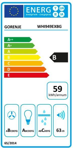 Energy Label Gorenje WHI949EXBG Chimney bonnet (Wall hood)