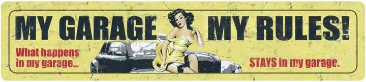 Blechschild My Garage, my Rules (46 x 10 cm)