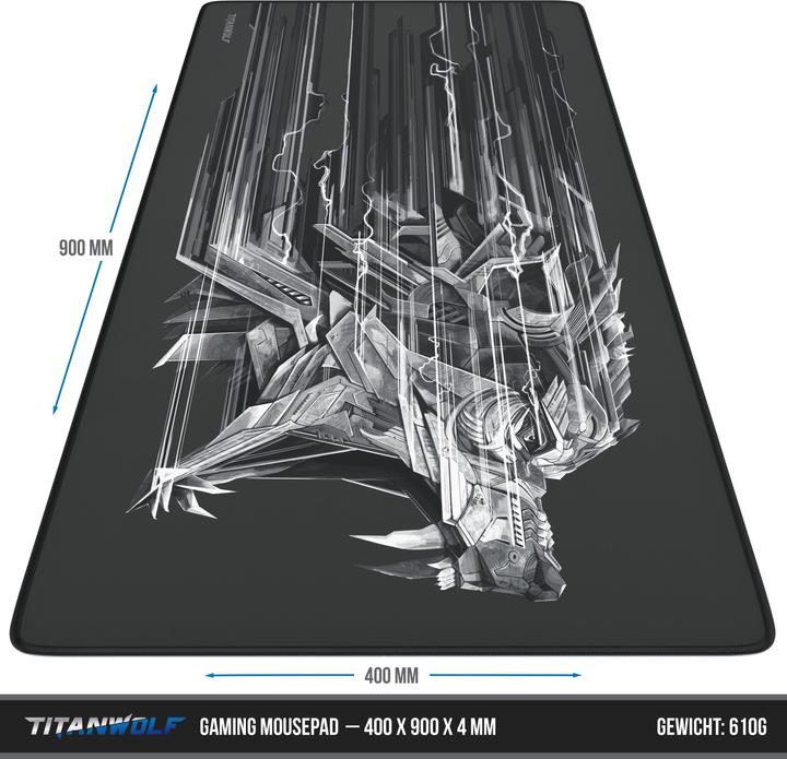 Image du produit Titanwolf Tapis de souris de jeu, 900 x 400mm Tapis de souris XXL, améliore la précision et la vitesse, noir (Large)