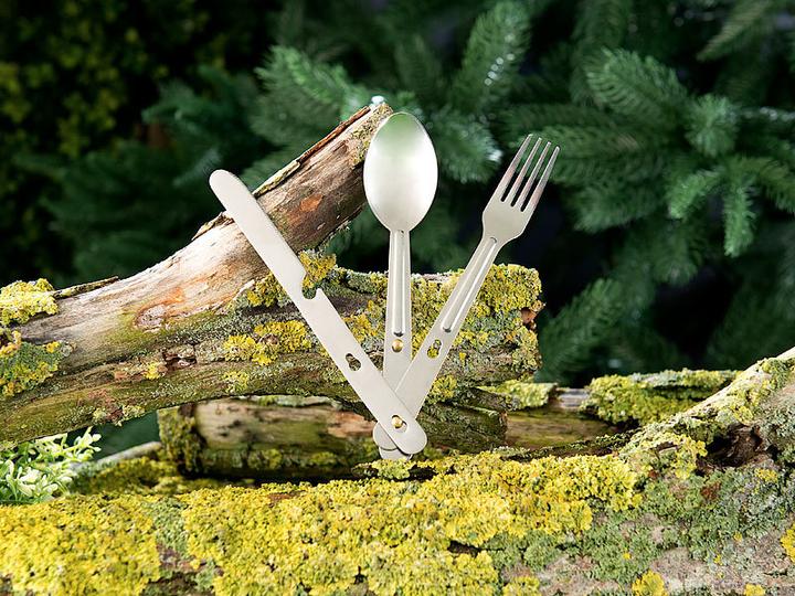 Produktbild Semptec 12-teiliges Edelstahl-Camping-Besteck mit Gabel, Löffel & Messer