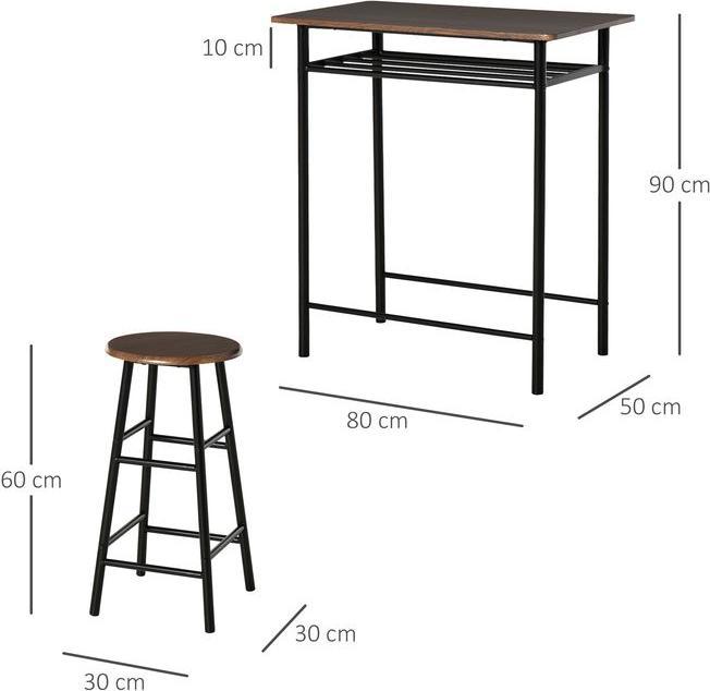 Actual product image Swisshandel24 Bartisch Set 3-teilig Esstisch mit 2 Barhocker Essgruppe Küchentisch und Stühle