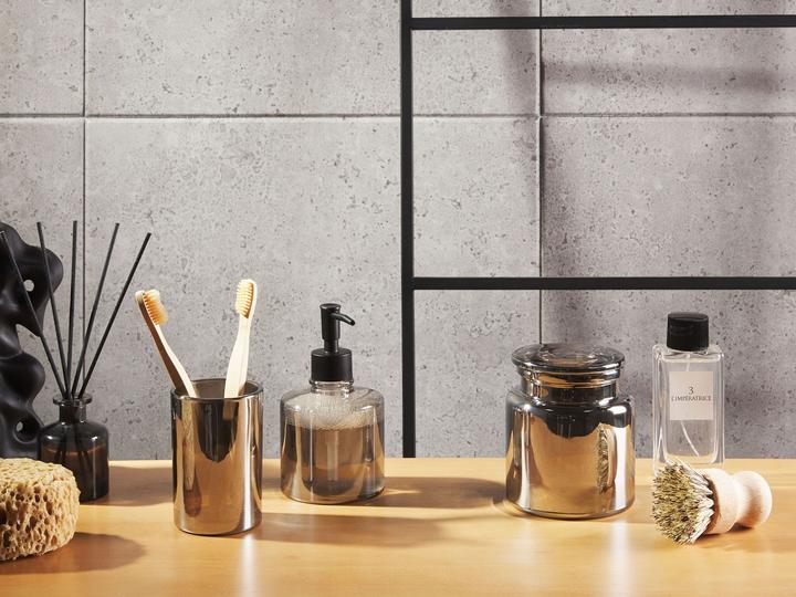 Produktbild Beliani Badezimmer Set 3-teilig Glas grau MANAGUA (10 x 10 x 16 cm)