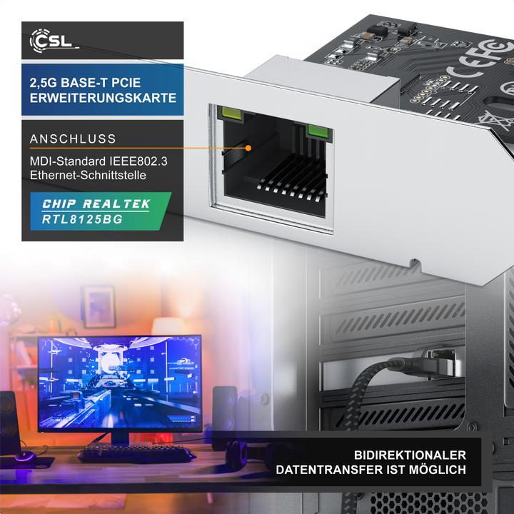 Immagine prodotto CSL Scheda di rete PCIe 2.5G Base-T, 2500/1000/100 Mbit/s, adattatore Ethernet PCI-Express per Win e (PCI)