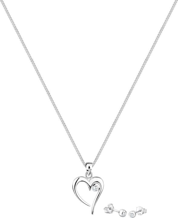 Produktbild Elli Schmuckset Herz Solitär Zirkonia In Love 925 Sterling Silber (925 Sterling Silber)