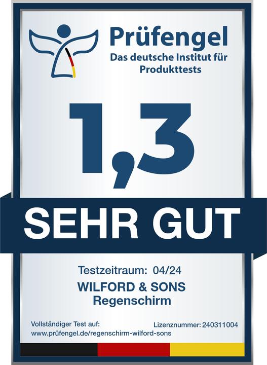 Produktbild Wilford & Sons Doppelt belüfteter Regenschirm, Schwarz