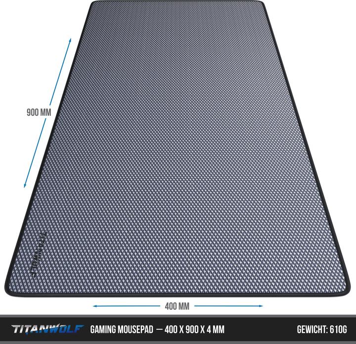 Produktbild Titanwolf Gaming Mauspad XXL, glattes Stoffgewebe, Speed Mausmatte 900 x 400mm grosse Fläche, Diamantmotiv (Wide)