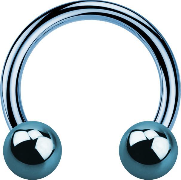 Star Piercing Micro Circular Barbell hellblau mit zwei Kugeln (Titan G23, ohne Messing)