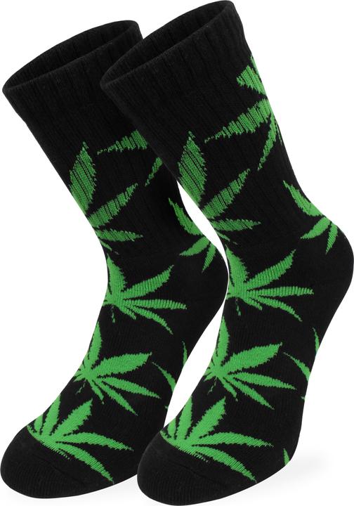 Actual product image Normani 6 hemp tennis socks with weed leaves pattern - 9405 (pack of 6, 35 - 38)