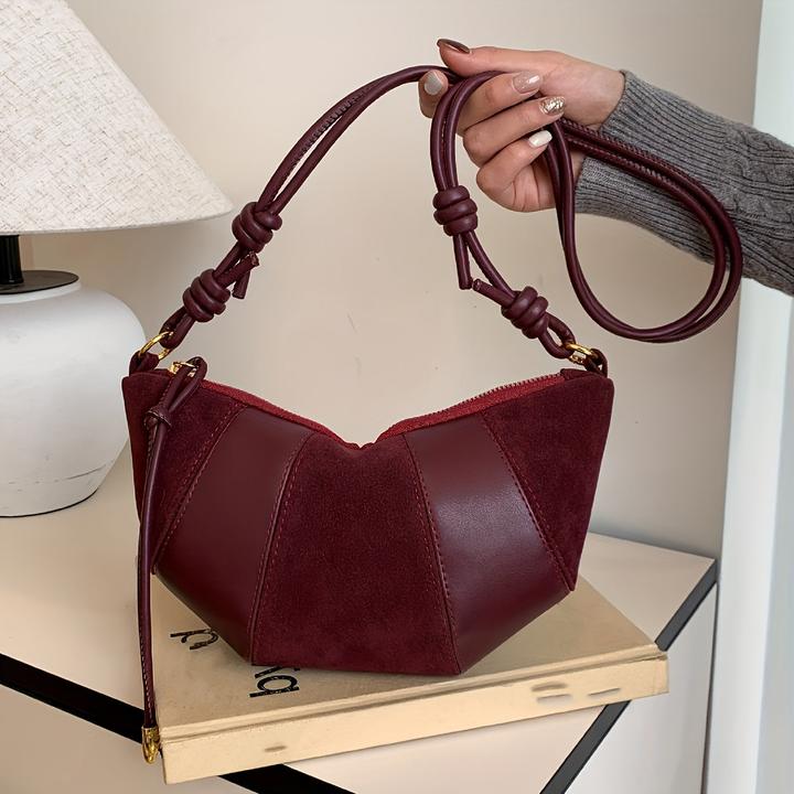 Only-Bags.Store Mode Umhängetasche, Wildlederimitat &, einfarbig, Reissverschluss, Innenfutter aus Stoff, bemalter