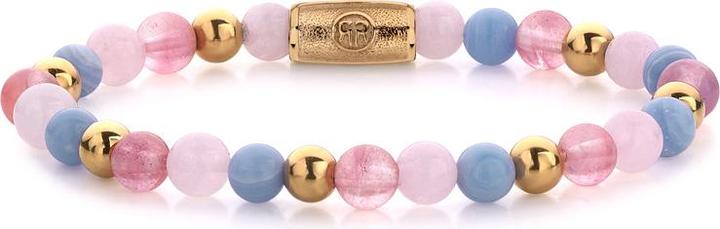 Produktbild Rebel & Rose Armband Pink Summer Vibes II RR-60055-G-S Damen (16.50 cm, Rosenquarz, Edelstahl, Achat, Kirchquarz)