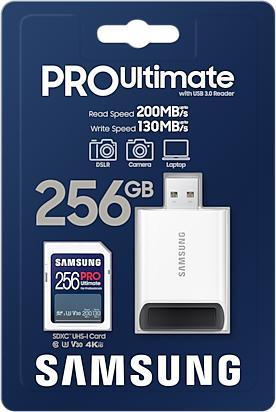 Immagine prodotto Samsung PRO Ultimate con lettore di schede USB (256 GB, SDXC, U3, UHS-I)