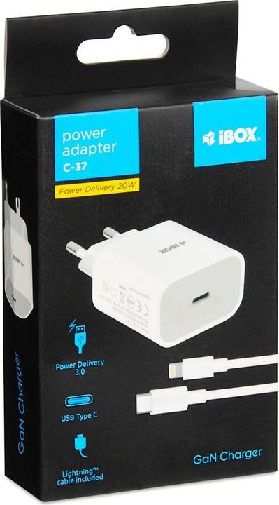 Produktbild iBox C-37 USB-C PD20W WALL CHARGER USB-C TO LIGHTNING CABLE (20 W)