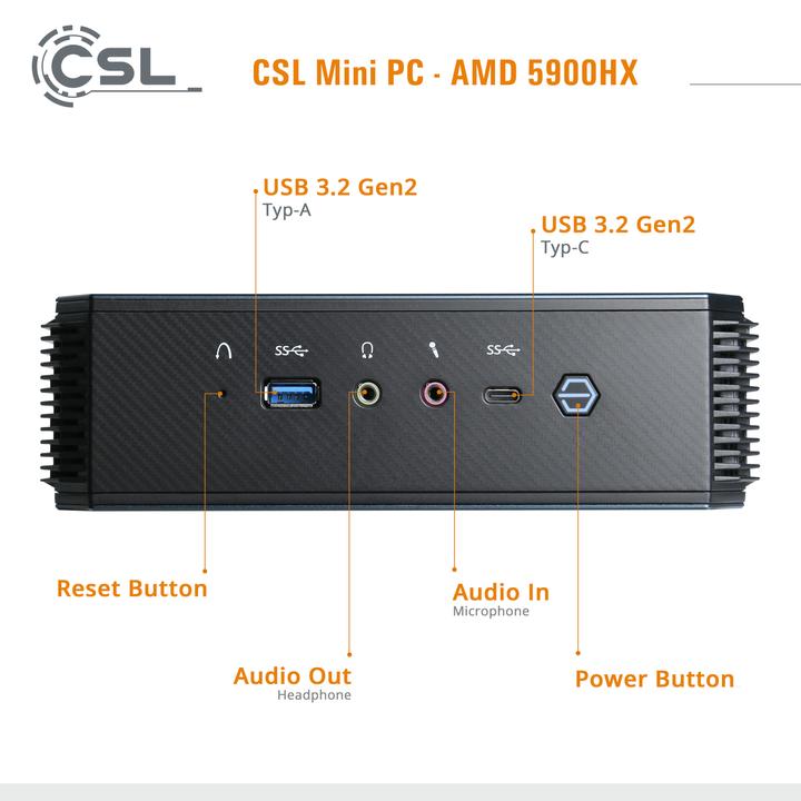 Produktbild CSL Computer Mini PC AMD 5900HX / 16GB / 1000GB M.2 SSD / Windows 11 Home () AMD Ryzen 9 5900HX (AMD Ryzen 9 5900HX, 16 GB, 1000 GB, AMD Radeon Graphics)