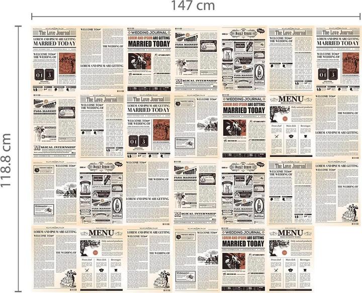 Actual product image Walplus Wall Tattoo Vintage Newspaper Wall Sticker (147 x 119 cm)