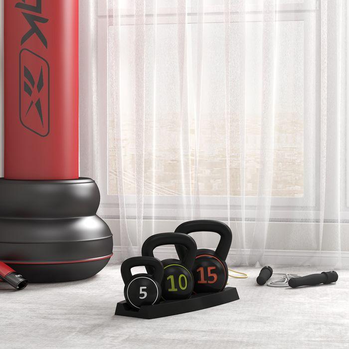 Produktbild Swisshandel24 Kettlebell Set, 3 Kugelhanteln 2,2kg/4,5kg/6,8kg, Kunststoffhülle, Schwarz