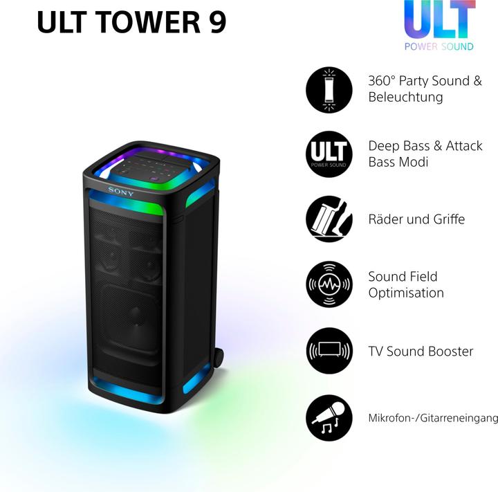 Immagine prodotto Sony ULT Tower 9 (25 h, Corrente elettrica, Batteria ricaricabile)