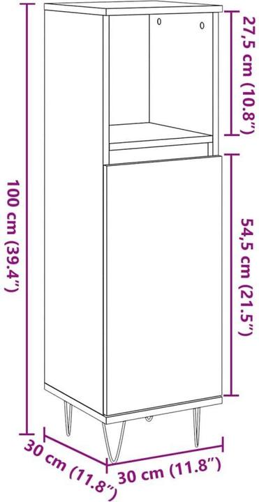 Actual product image VidaXL Bathroom cabinet Midi cabinet Bathroom cabinet Bathroom furniture Cabinet Artisan oak (30 x 30 x 100 cm)