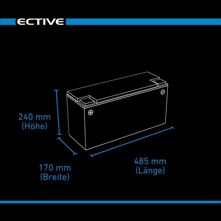 Produktbild Ective 12V 100Ah LiFePo4 Solar Batterie Lithium Akku BMS Wohnmobil Camper LFP BT Versorgungsbatterie (12 V, 100 Ah)