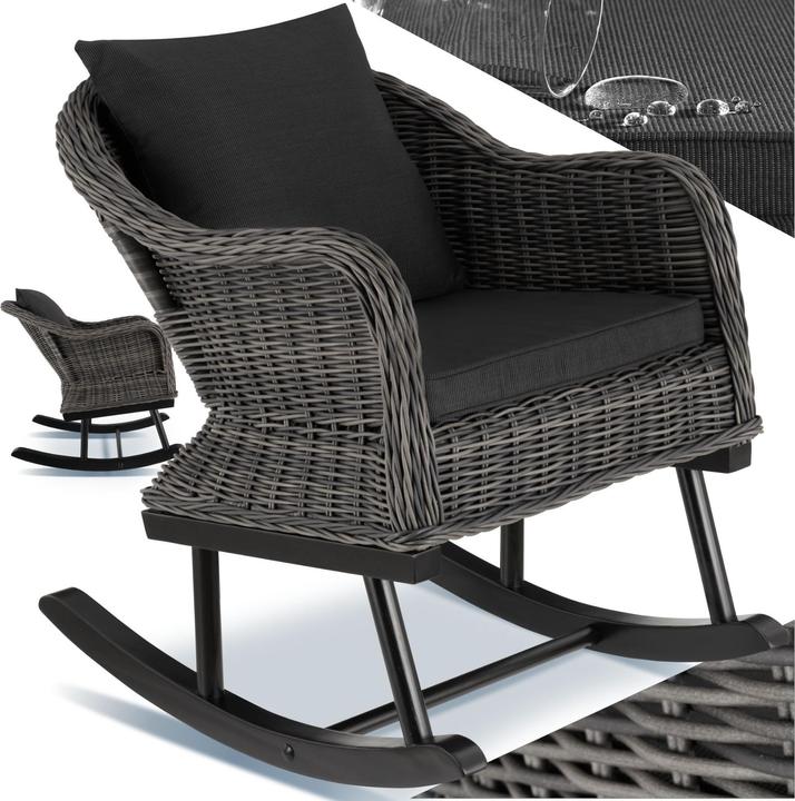 Actual product image tectake Rattan Rocking Chair Rovigo 150kg