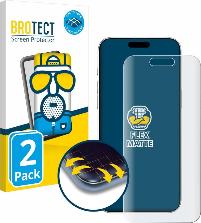 Produktbild BROTECT Fullscreen Schutzfolie Displayschutz Folie Matt Entspiegelungsfolie (2 Stück, Apple iPhone 16)