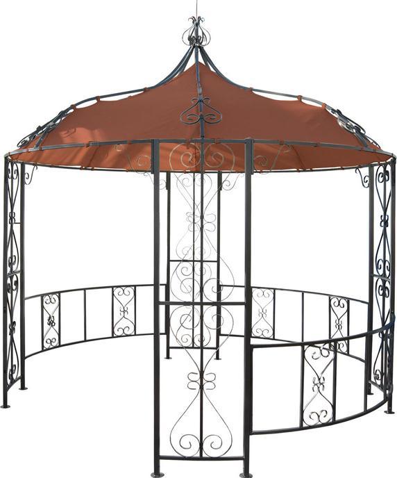 Immagine prodotto Swisshandel24 Pergola Almeria, gazebo rotondo da giardino, robusta struttura in acciaio Ø 3m - terracotta-marrone (300 cm, 300 cm)