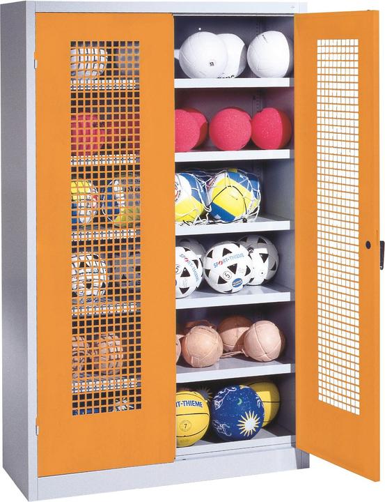 C+P Ballschrank (HxBxT: 195x120x50 cm, mit Lochblech-Flügeltüren, Typ 3)