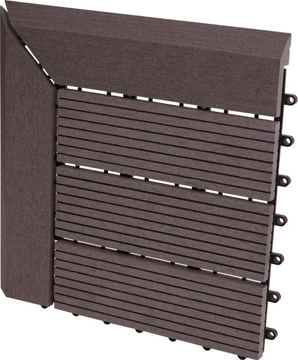Immagine prodotto Swisshandel24 WPC Piastrella angolare per pavimento Rodano + bordo, terrazza effetto legno, 30x30cm Premium (1 x, 30 x 30 cm)