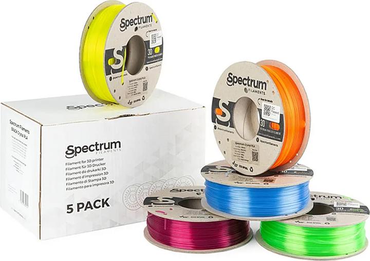 Actual product image Filament PLA Crystal 5 Pack 1.75mm (PLA, 1.75 mm, Transparent)