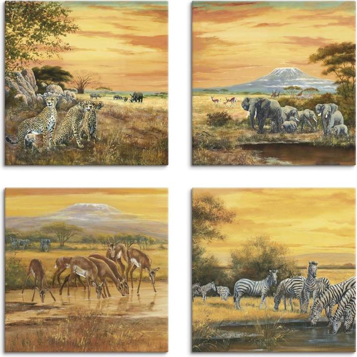 Produktbild Artland Geparden Elefanten Zebras in der Steppe K2KL (40x40 cm)