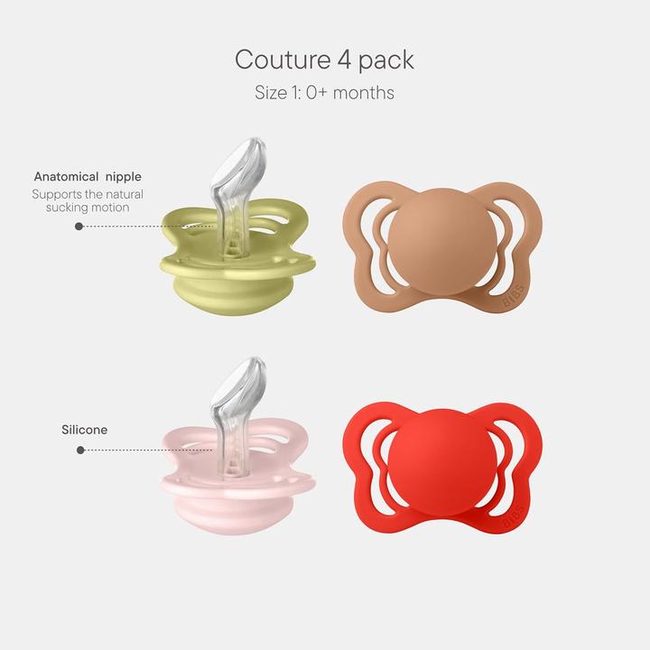 Image du produit Bibs 4er-Pack Schnuller, kiefergerecht, BPA-frei, Grösse 1 (4 x, jusqu'à 6 M.)