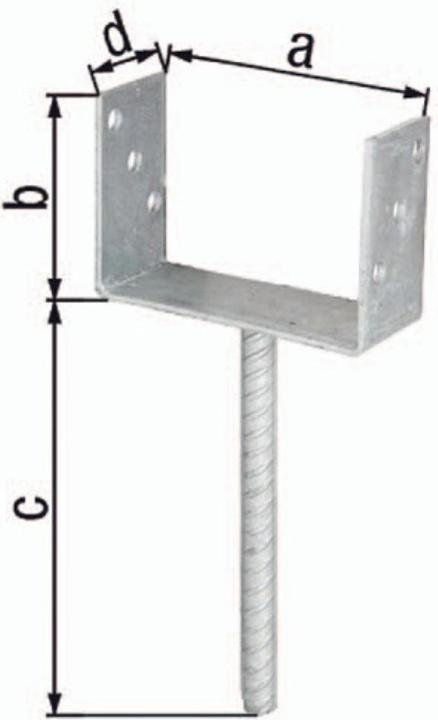 Produktbild GAH U-Pfostenträger mit Betonanker aus Riffelstahl (214258) (Betonanker, 1 Stk.)