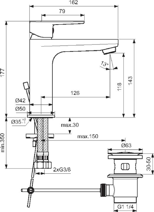 Immagine prodotto Ideal Standard Rubinetto per lavabo Tyria BC159HO bianco