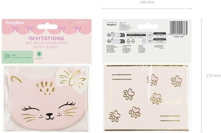 Produktbild Partydeco Einladungskarte Katze (6 Stk.)