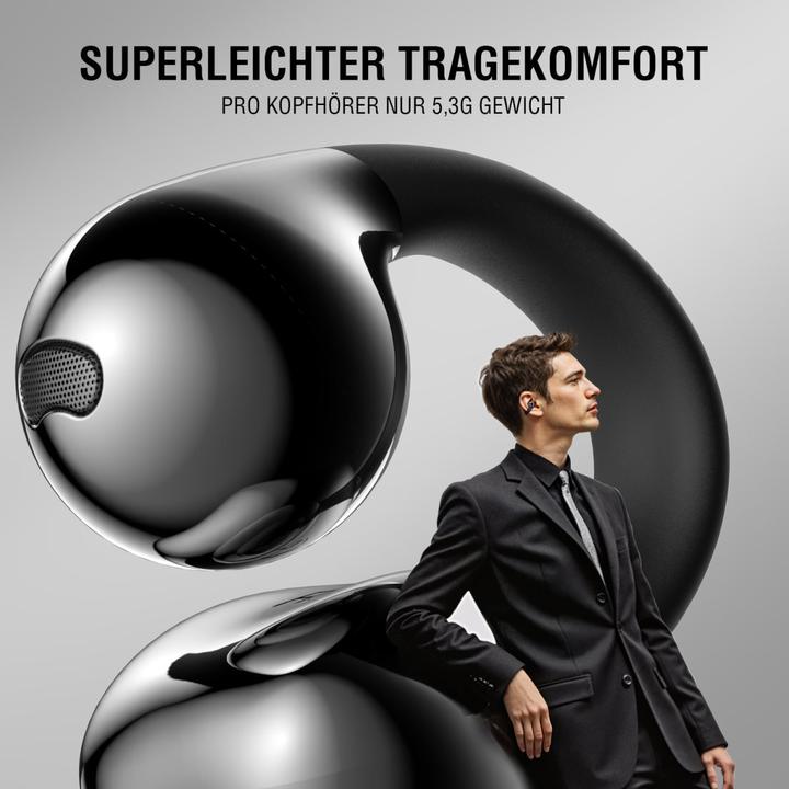 Produktbild 4smarts Open-Ear-Kopfhörer SkyBuds Clip Grau, Detailfarbe: Grau (ANC, 28 h, Kabellos)