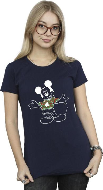 Actual product image Disney Womens/Ladies Mickey Mouse Xmas Jumper Cotton T-Shirt (M)